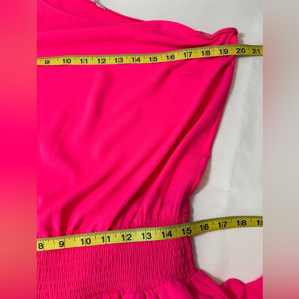 Amanda Uprichard One Shoulder Pink McKinley Dress Size Large - Picture 10 of 12